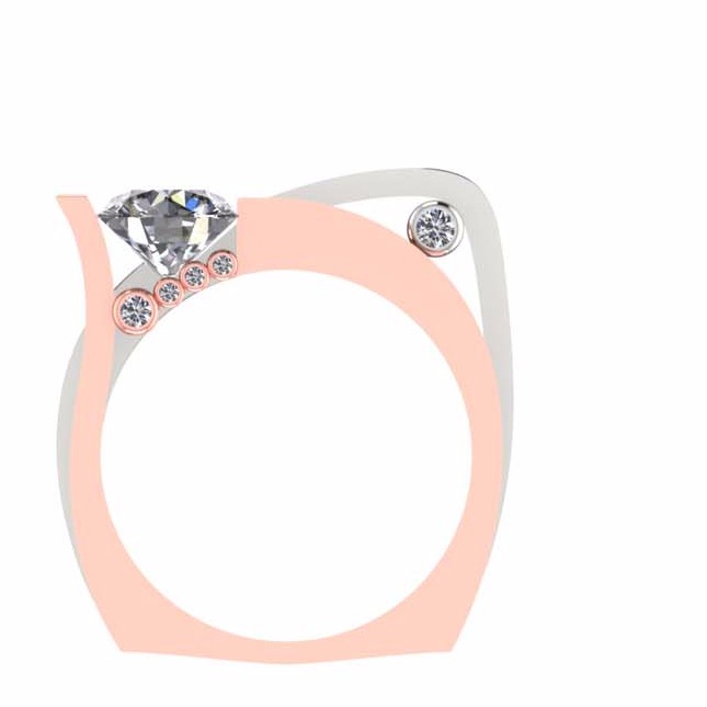 18KT Pink Gold Ladies unique Italian Ethical Ring - Image 2
