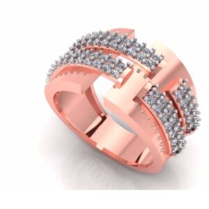 18KT Pink Gold Ladies Italian Unique Modern Trendy Ring