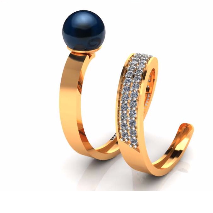 18KT Yellow unique ladies Traditional Prong Gold ring