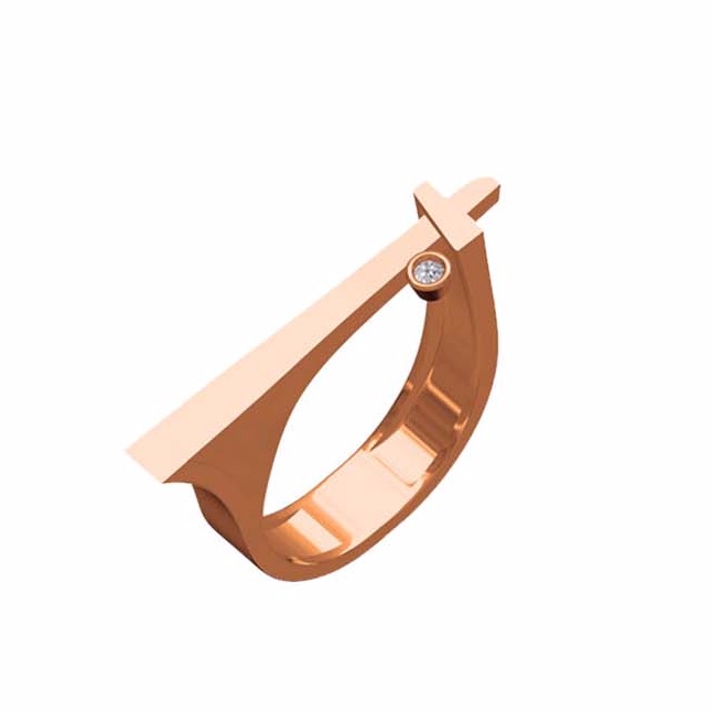 18KT Rose Gold italian Ladies Prong Unique Ring