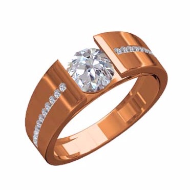 18KT Rose Gold Italian Ladies Studded Ring