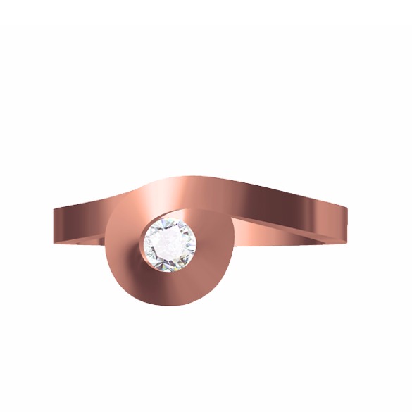 18KT Rose Gold Ladies Italian Diamond Ring - Image 2