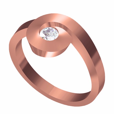 18KT Rose Gold Ladies Italian Diamond Ring