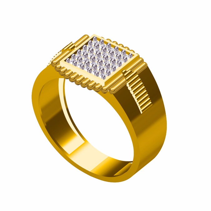 18KT Yellow Gold Gents Stylish Indian Prong Ring