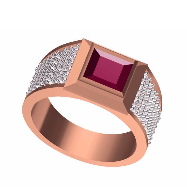 18KT Rose Gold Diamond Stylish Shiny Studded Ring