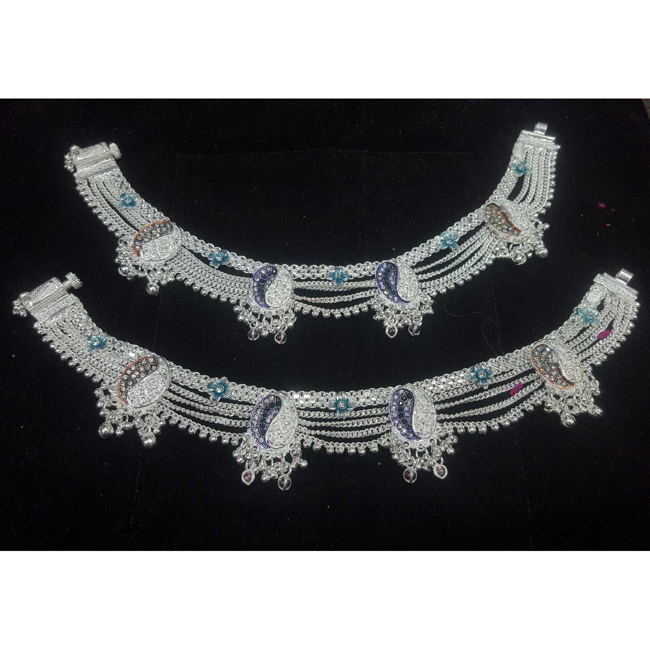 Silver Ladies Indian Fancy Oxidised Payal