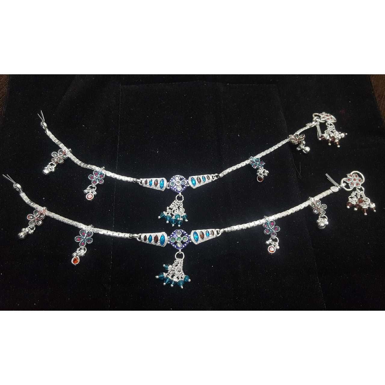 Silver Ladies Indian Fancy Oxidised Payal White