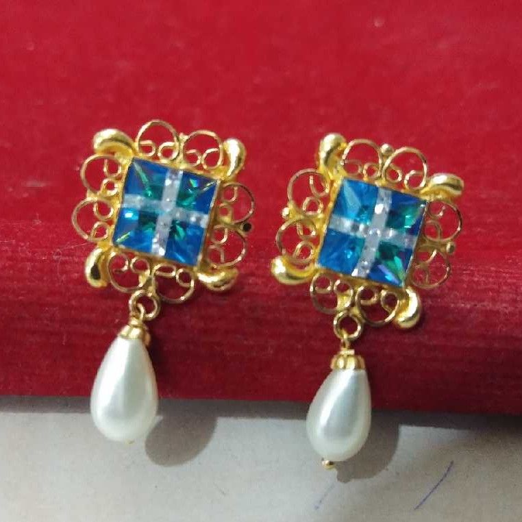 18KT Yellow Gold Antique Colour Stone Earring