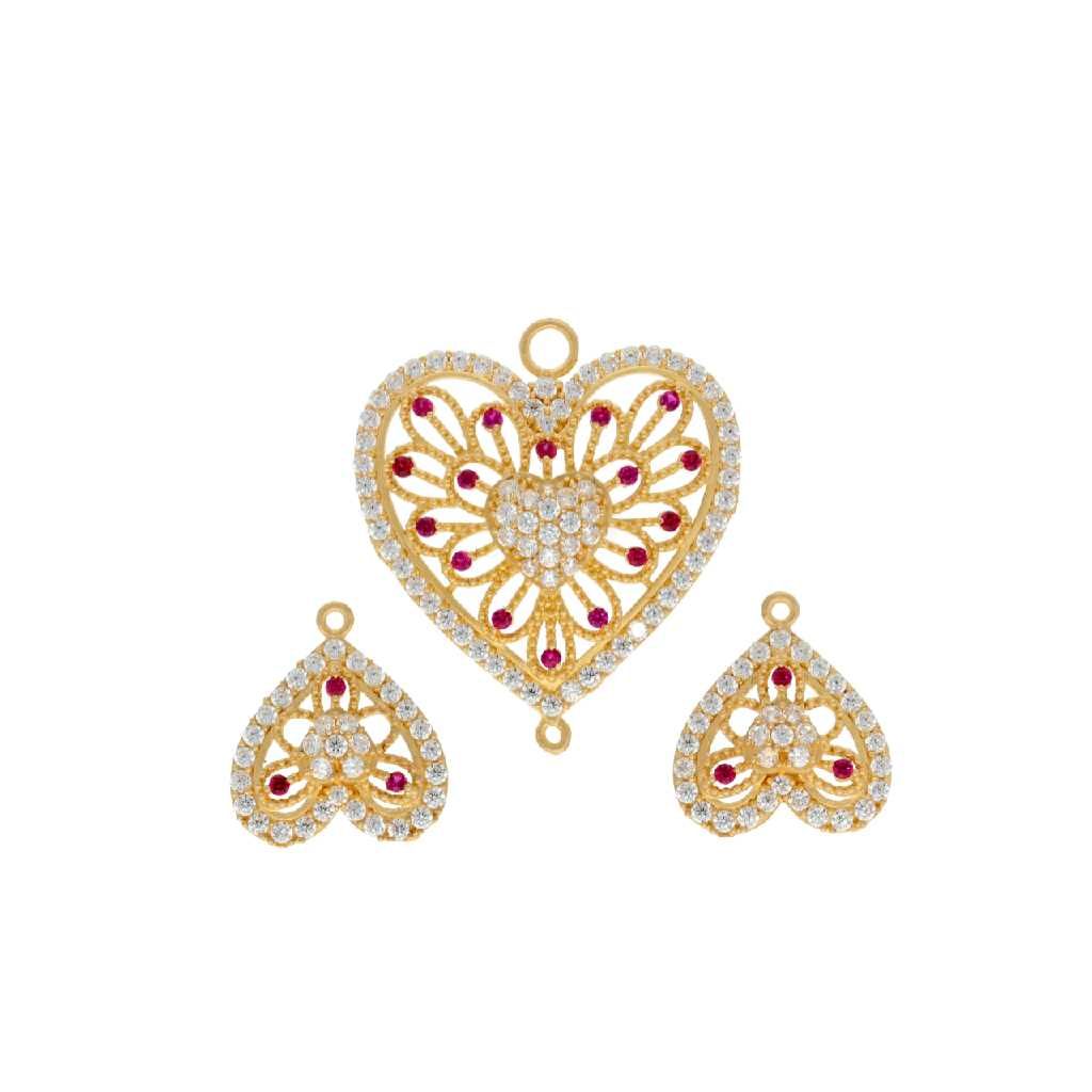 Leaf Shape 916 Gold ladies Pendant Set