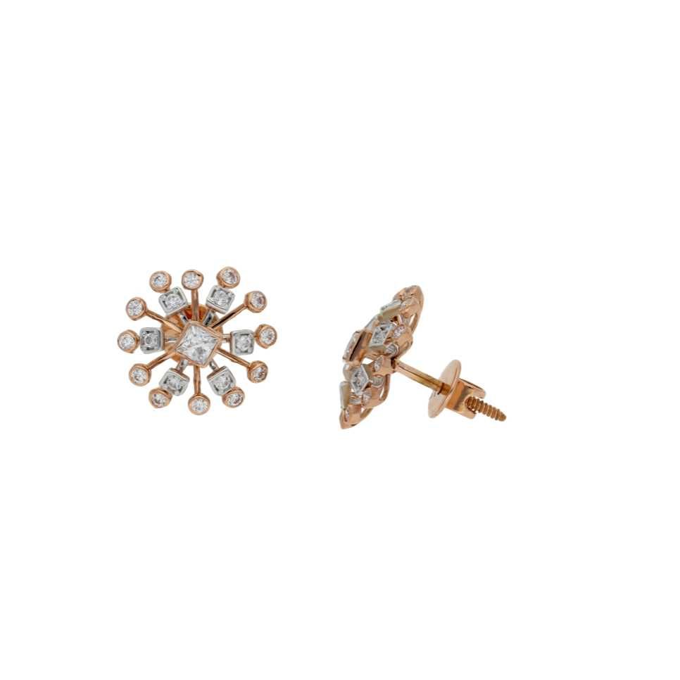 916 Gold Fancy Flower Shape Ladies Earring