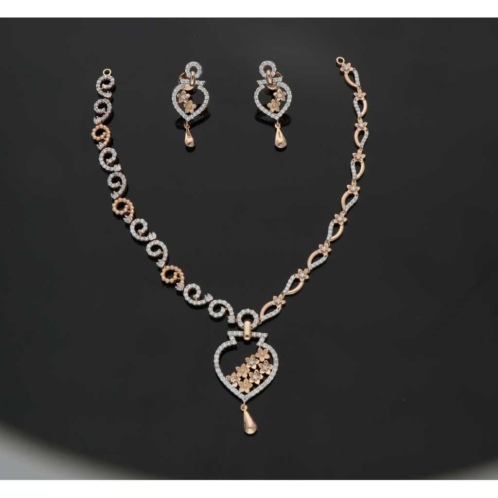 Fancy 916 Gold Diamond necklace Set