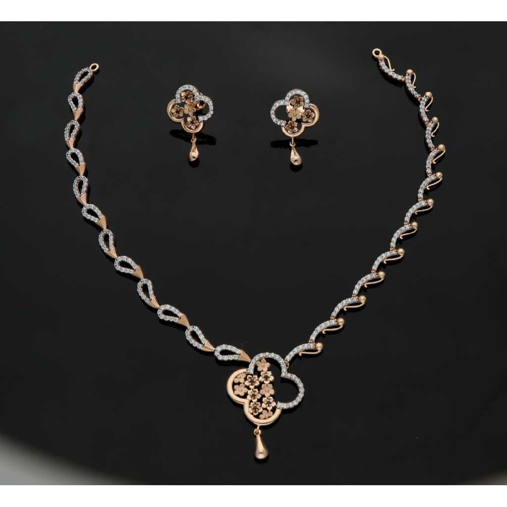 916 Gold Flower Shape Antique Necklace Set