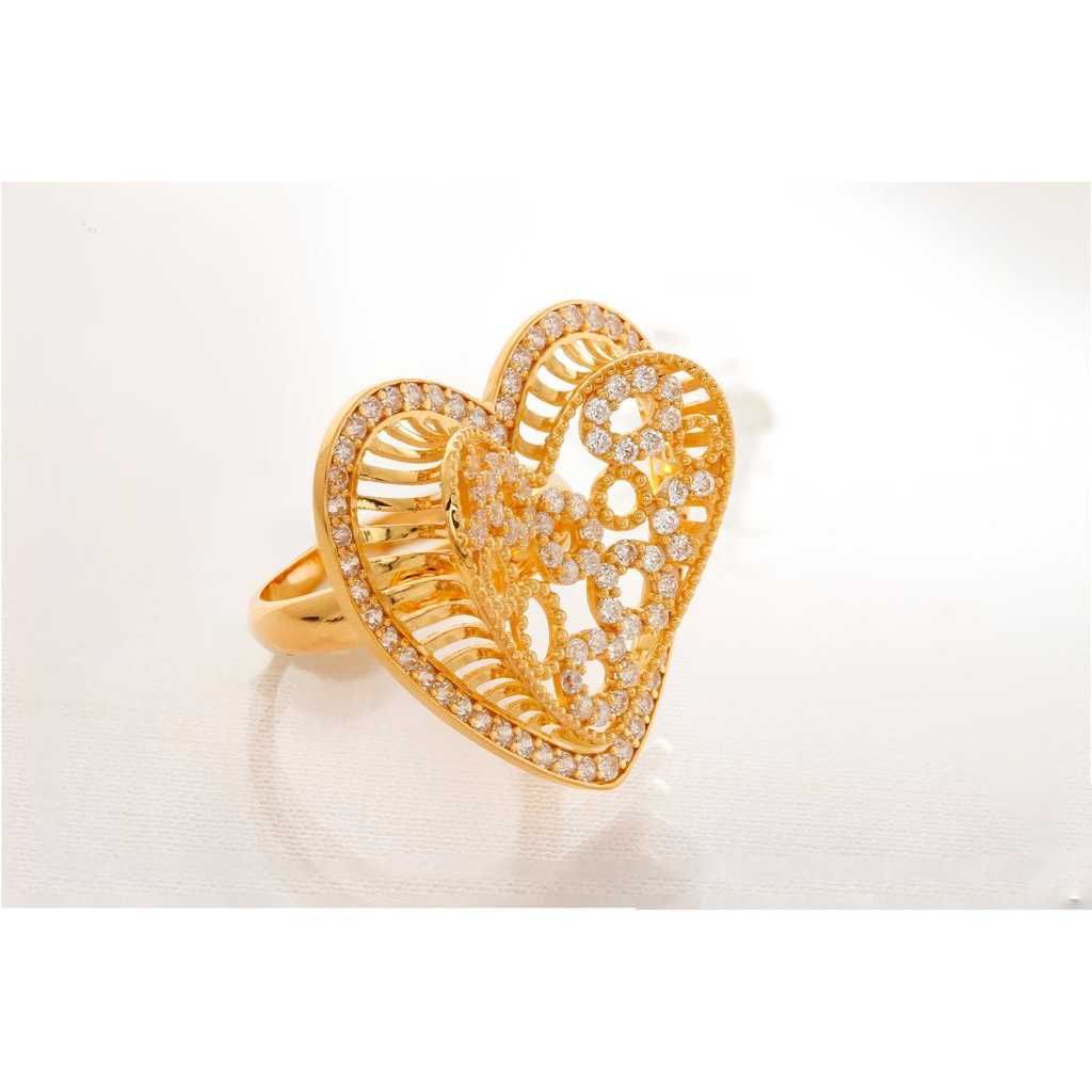 916 Yellow Gold Ladies CZ Stylish Studded Ring