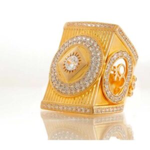 22K Gold Gents Indian CZ Designer Ring