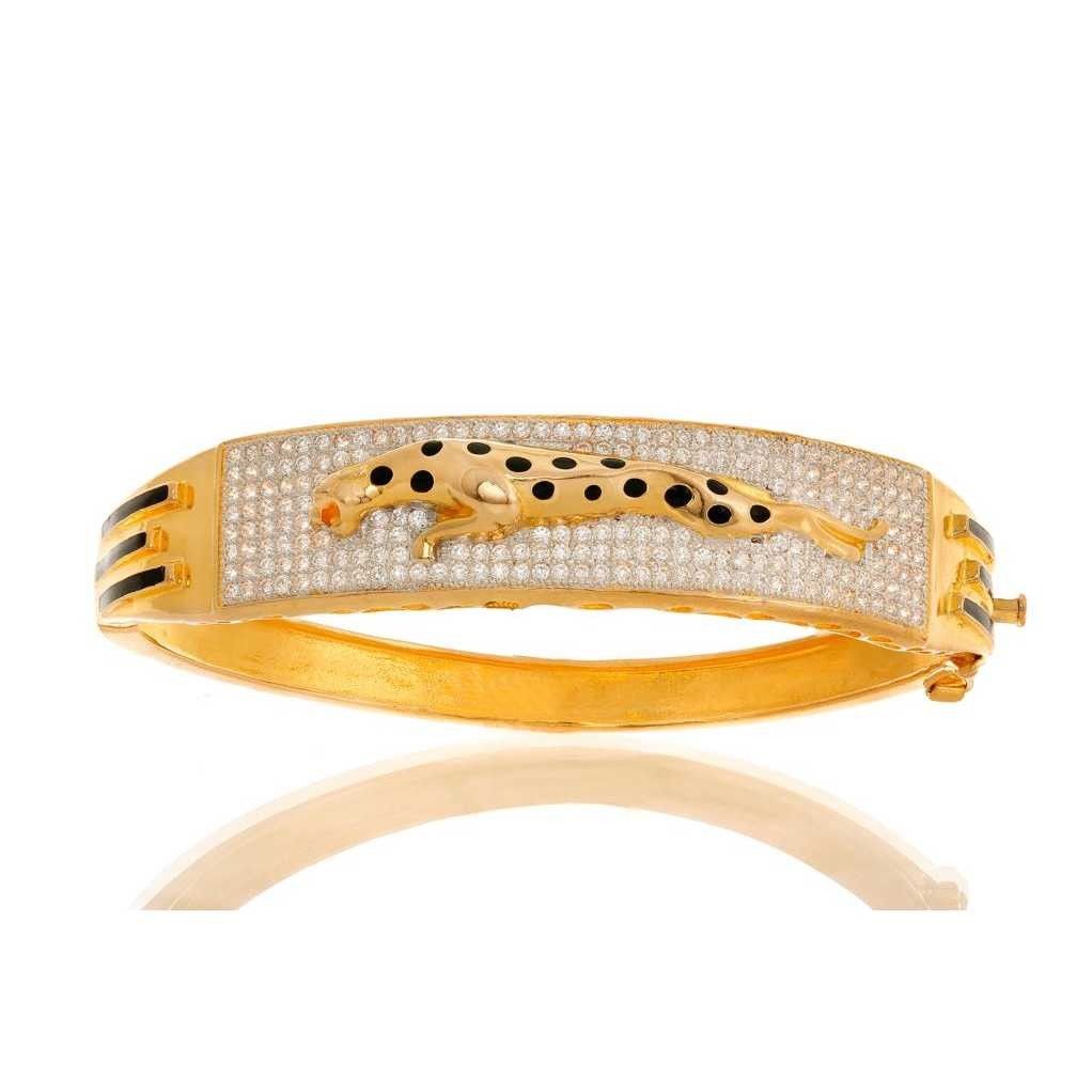 22KT Yellow Gold Gents CZ Jaguar Design Bracelet (Lucky)