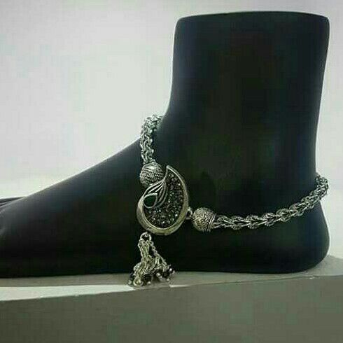 Fancy Oxidise silver payal