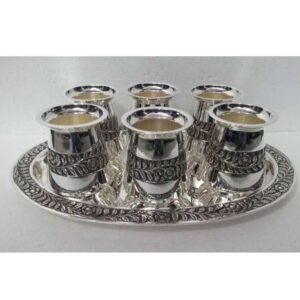 Silver Fancy Uncut Glass Set
