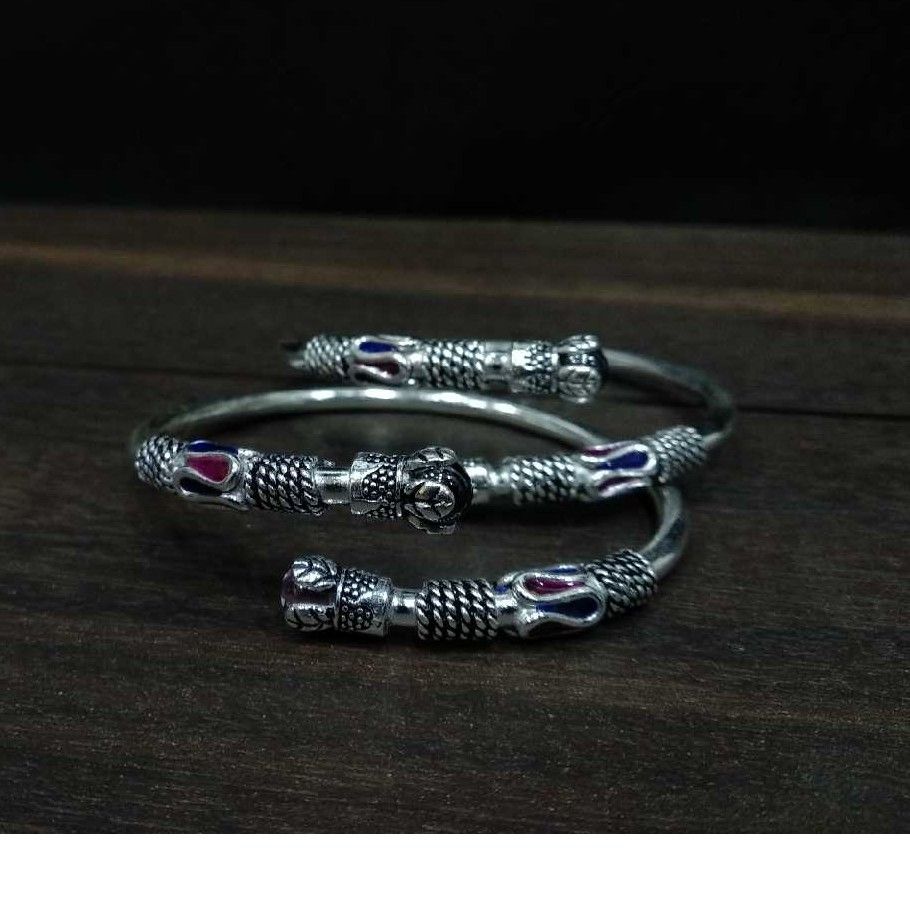 Silver Ladies Indian Fancy Studded Kadli - Image 3