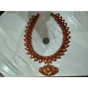 22KT  Yellow Gold Ladies Jadau Flower Shaped Mala