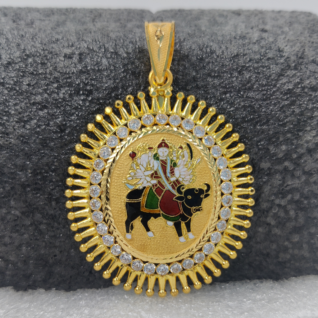 916 Gold Visat Maa Minakari Pendant