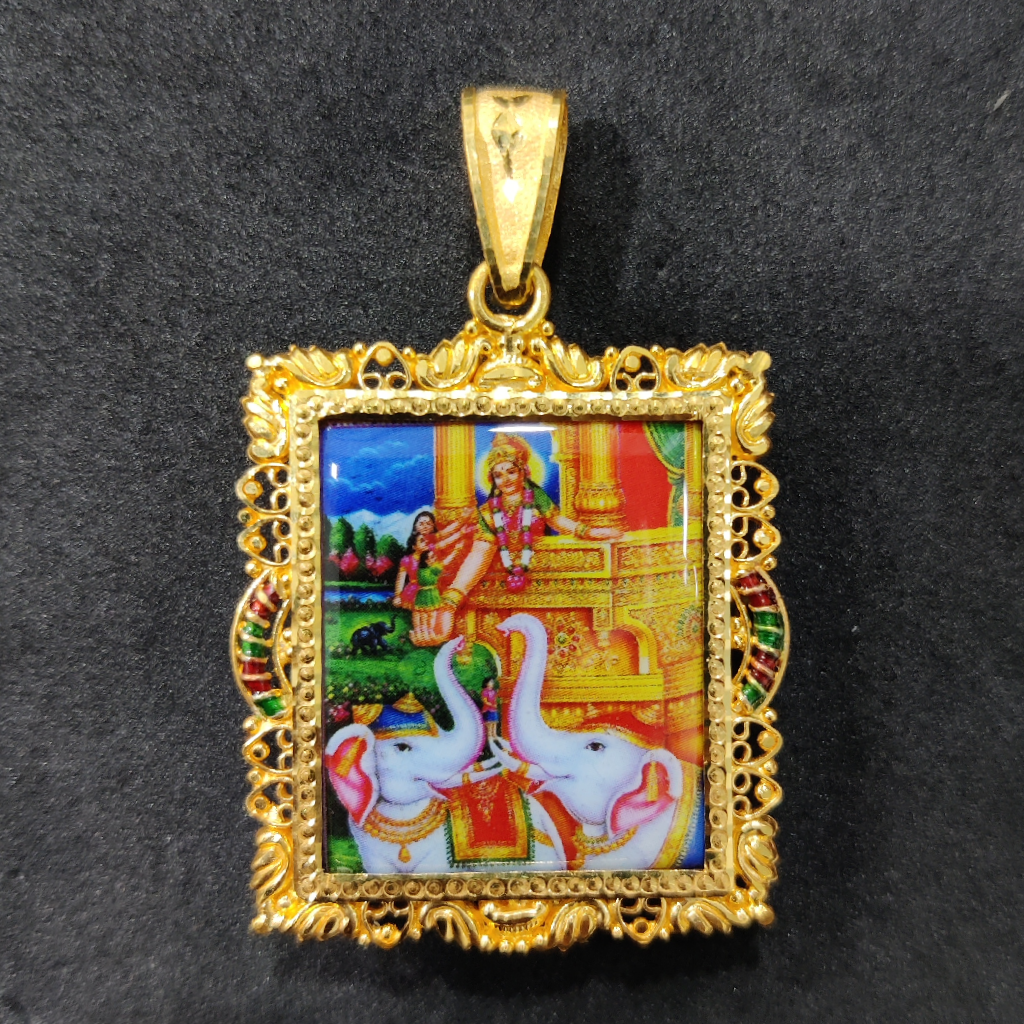916 Gold Fancy Shakti Maa Photo Frame Pendant