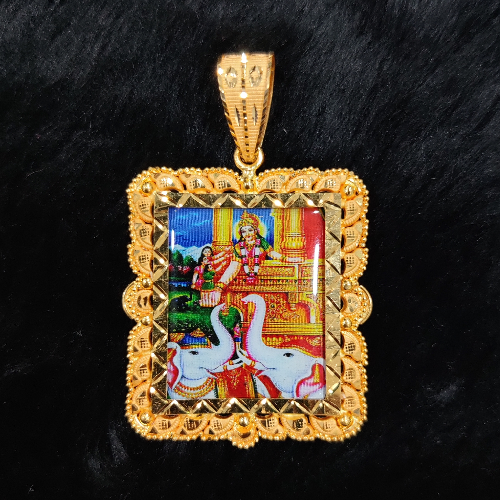 916 Gold Shakti Maa Photo Frame Pendant