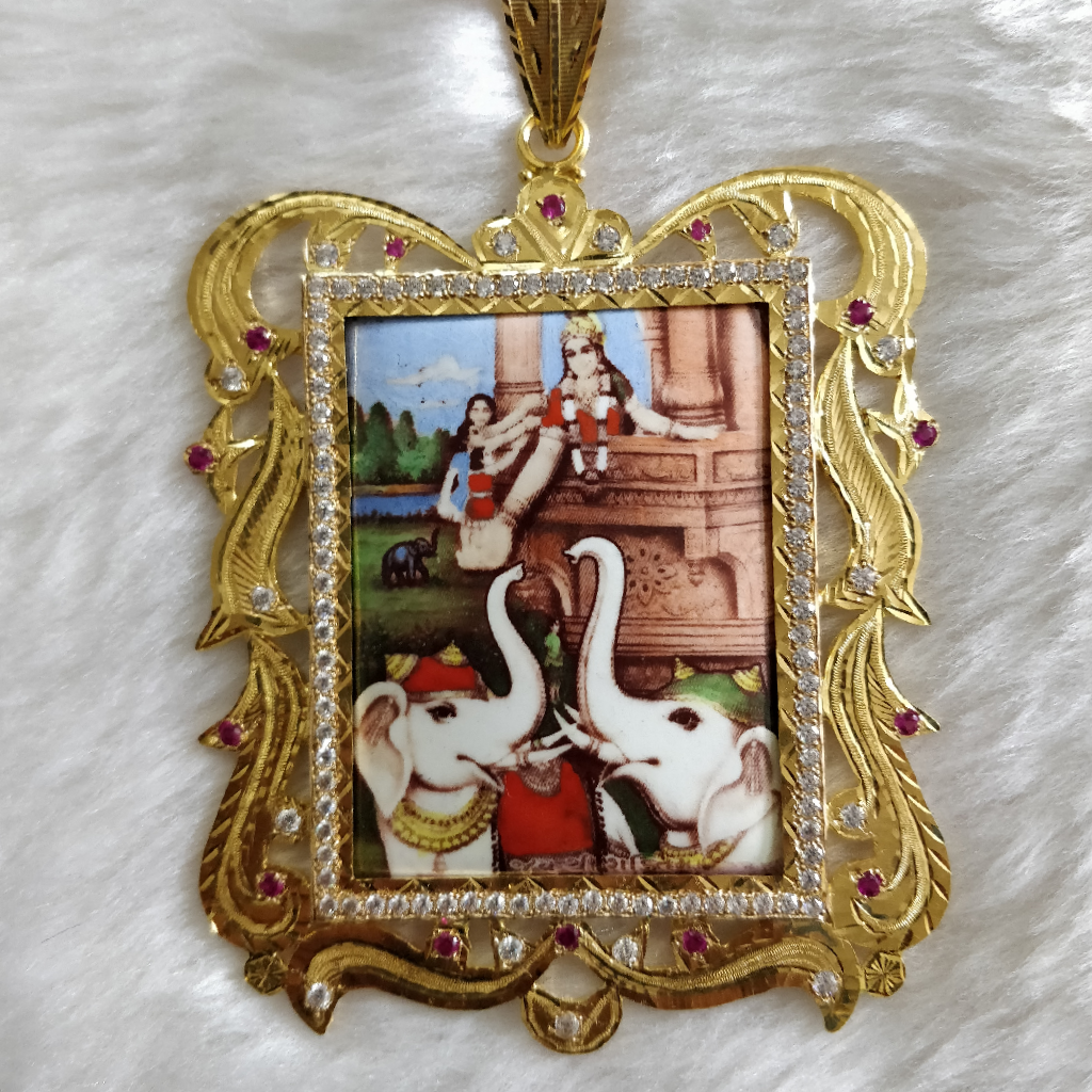 916 Gold Shakti Maa Photo Framr Pendant