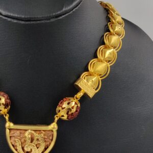 916 gold hollow lotas chain & rudraksh pendant