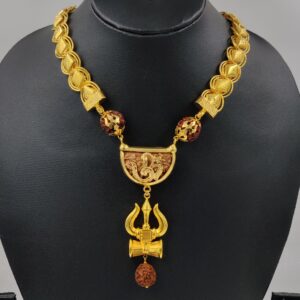 916 gold hollow lotas chain & rudraksh pendant