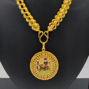 916 Gold Fancy Super Hollow Chain & Vahanvati Maa Minakari Pendant