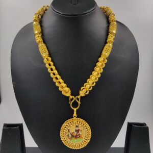 916 Gold Fancy Super Hollow Chain & Vahanvati Maa Minakari Pendant