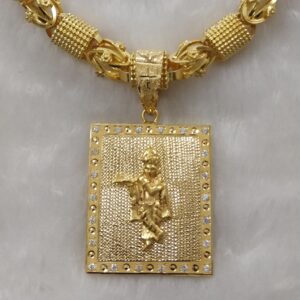 916 Gold Fancy Gent's Hollow CHAIN & Krishna Pendant