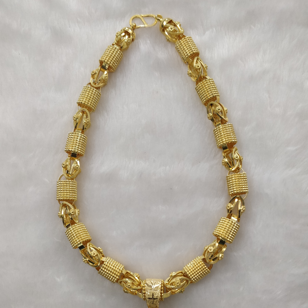 916 Gold Fancy Gent's Hollow CHAIN & Krishna Pendant - Image 2