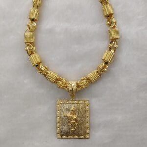 916 Gold Fancy Gent's Hollow CHAIN & Krishna Pendant