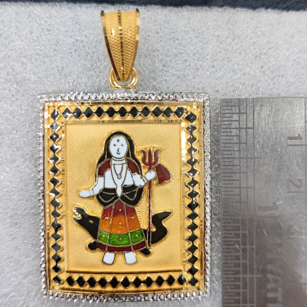 916 Gold Fancy Khodiyar Maa Minakari Designer Pendant - Image 3