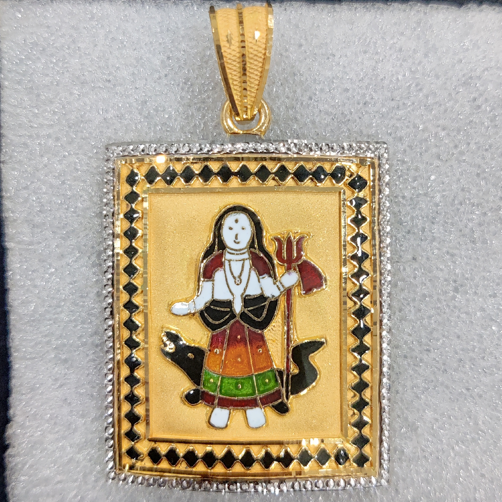916 Gold Fancy Khodiyar Maa Minakari Designer Pendant - Image 2