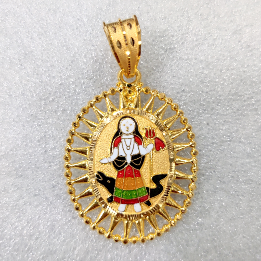 916 Gold Fancy Designer Khodiyar Maa Minakari Pendant