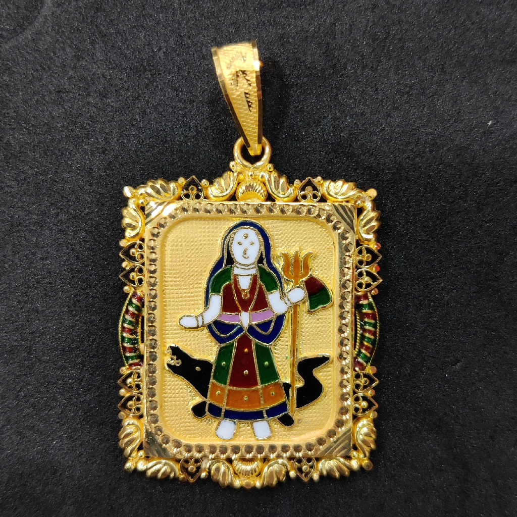 916 Gold Fancy Khodiyar Maa Minakari Pendant