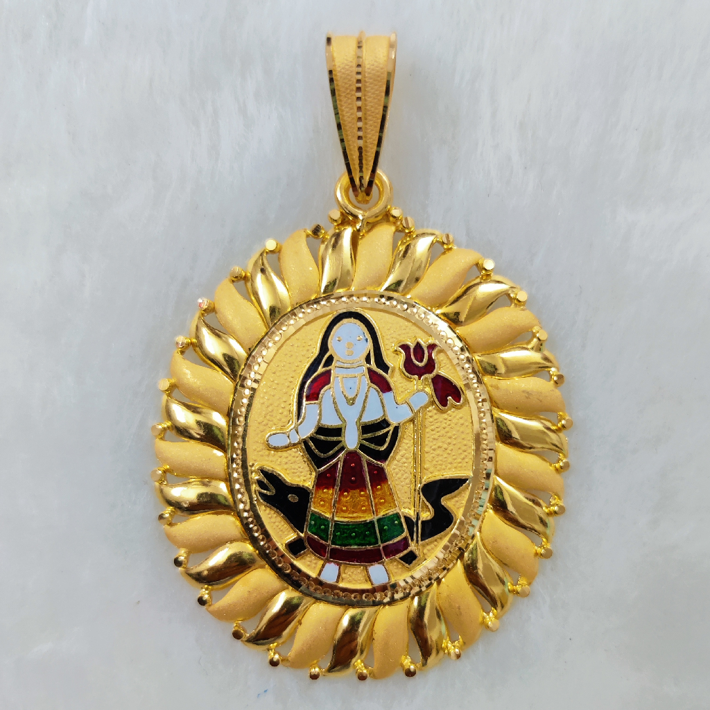 916 Gold Fancy Khodiyar Maa Minakari Pendant