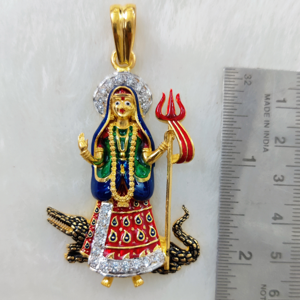 916 Gold Fancy Khodiyar Maa Casting Pendant - Image 2