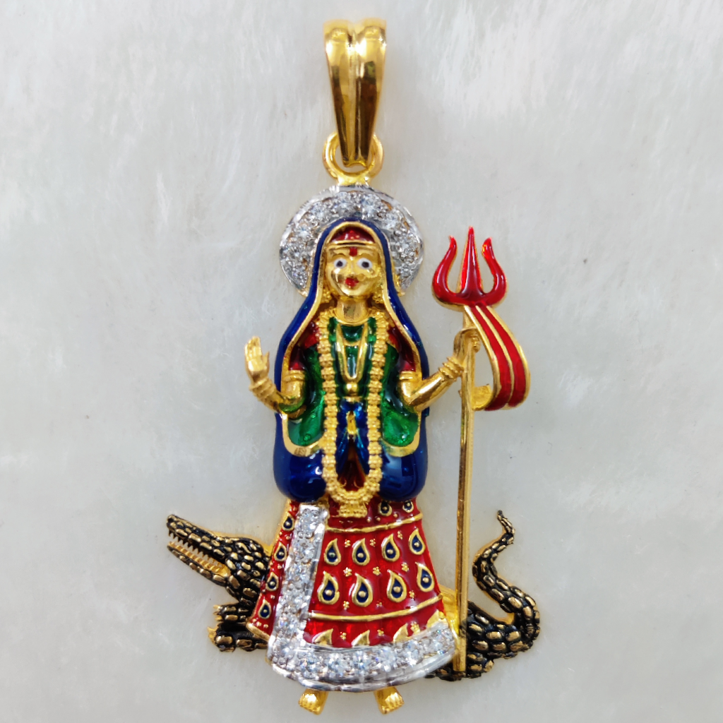 916 Gold Fancy Khodiyar Maa Casting Pendant
