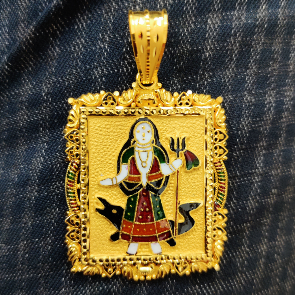 916 Gold Fancy Khodiyar Maa Minakari Pendant