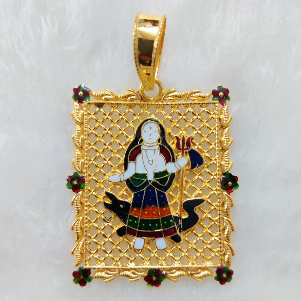 916 Gold Fancy Khodiyar Maa Minakari Pendant