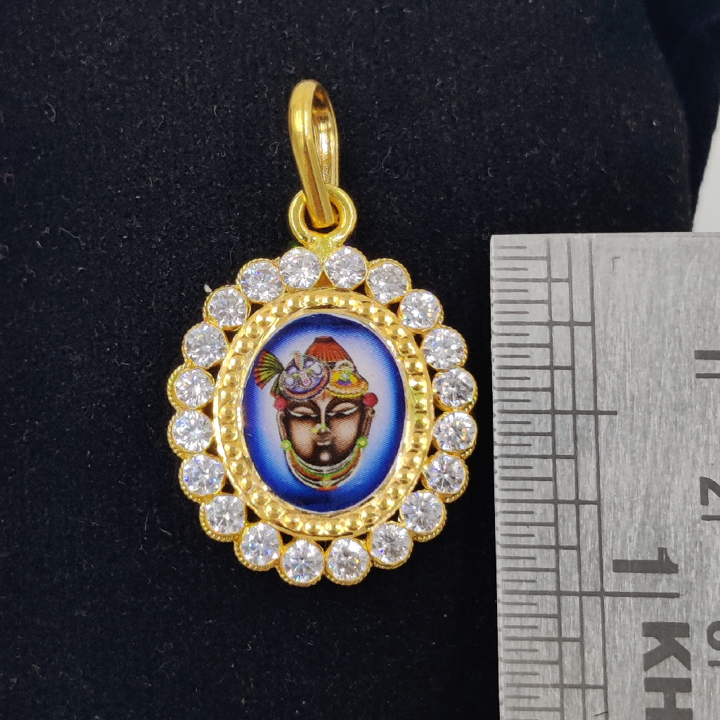916 Gold Fancy Shreenathji Maharaj Photo Pendant - Image 2