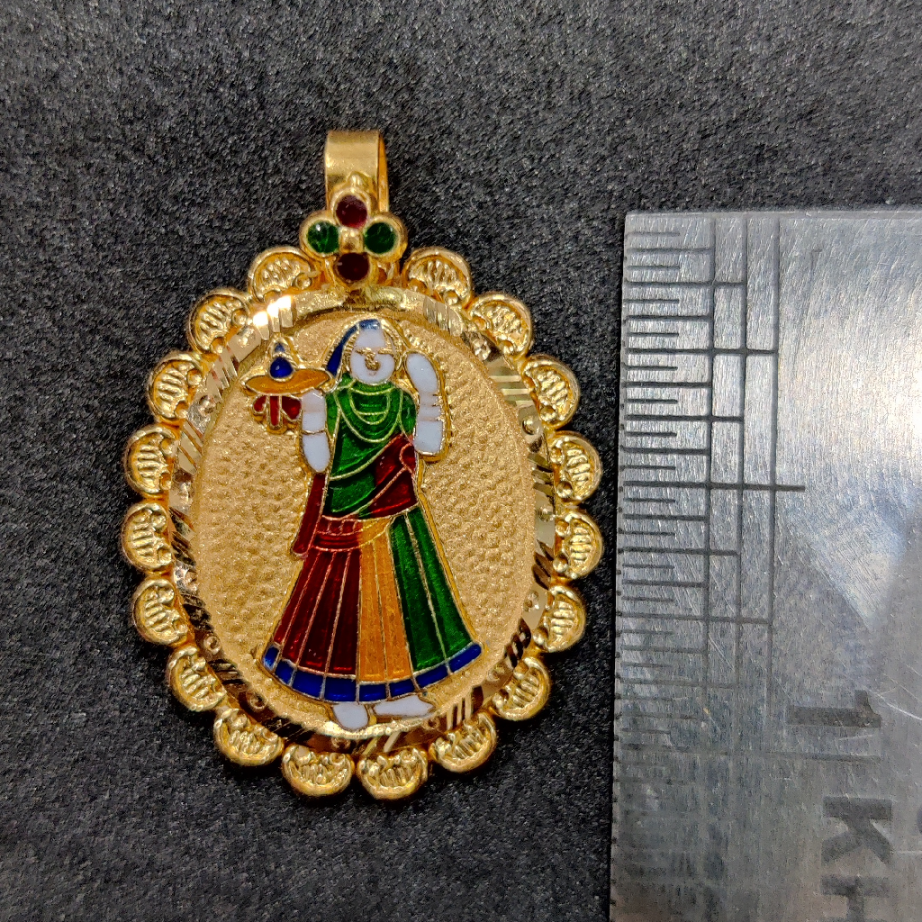 916 Gold Fancy Bhatiyani/Majisa Maa Minakari Pendant - Image 2