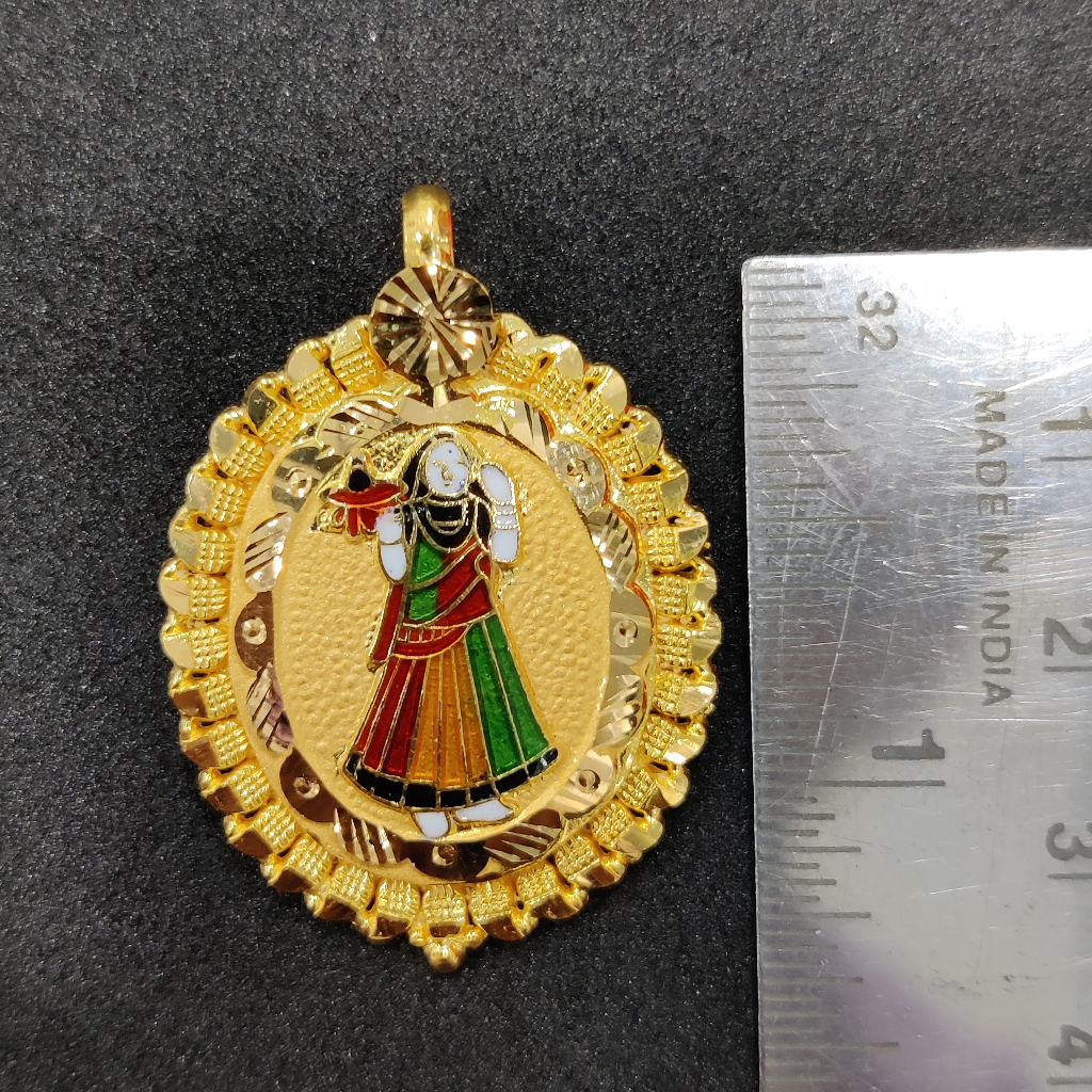916 Gold Fancy Bhatiyani/Majisa Maa Minakari Pendant - Image 2