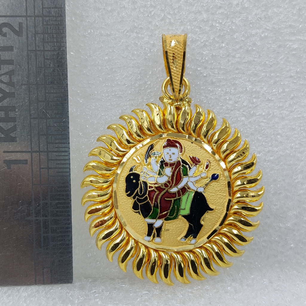 916 Gold Fancy Meladi Maa Minakari Pendant - Image 2