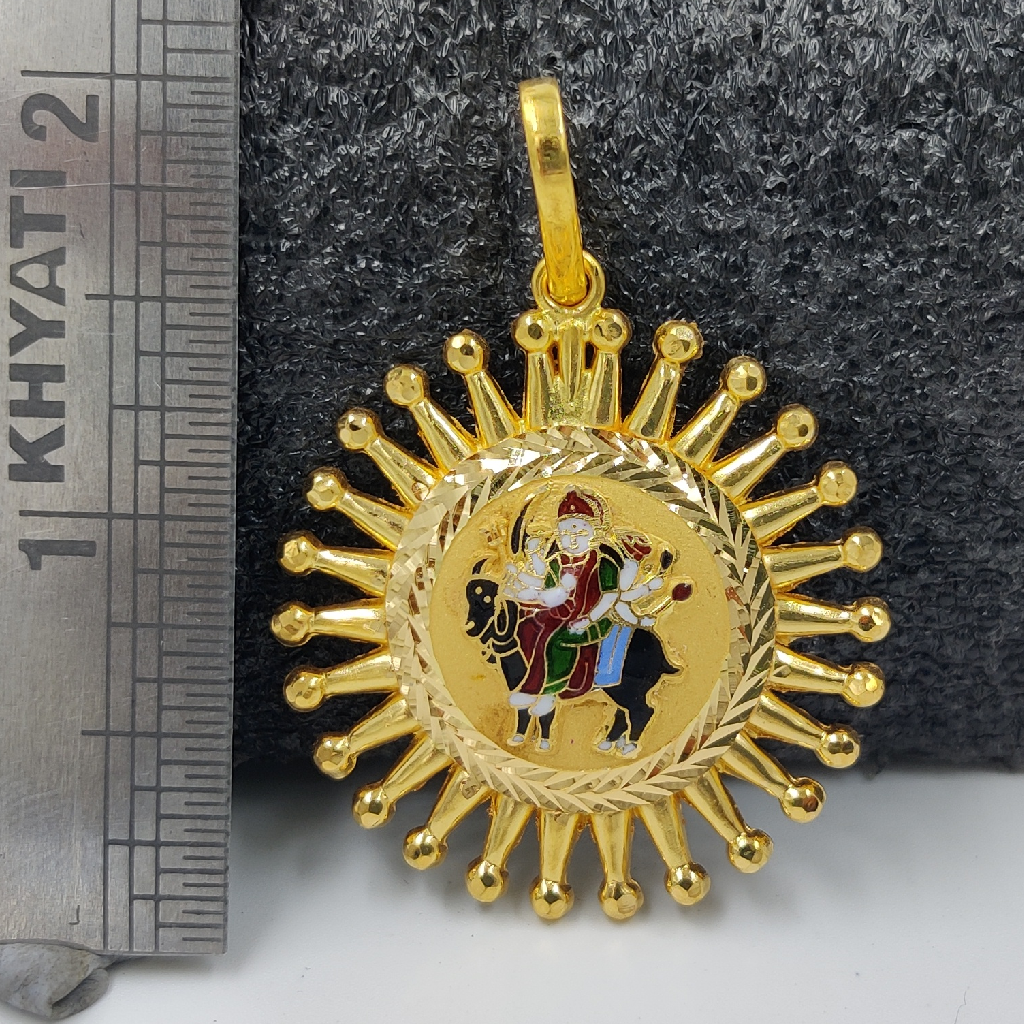 916 Gold Fancy Meladi Maa Minakari Pendant - Image 2