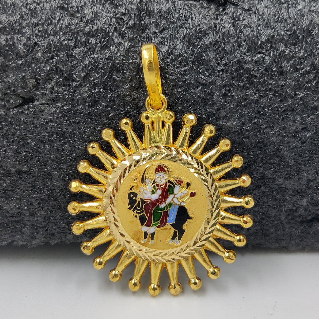 916 Gold Fancy Meladi Maa Minakari Pendant