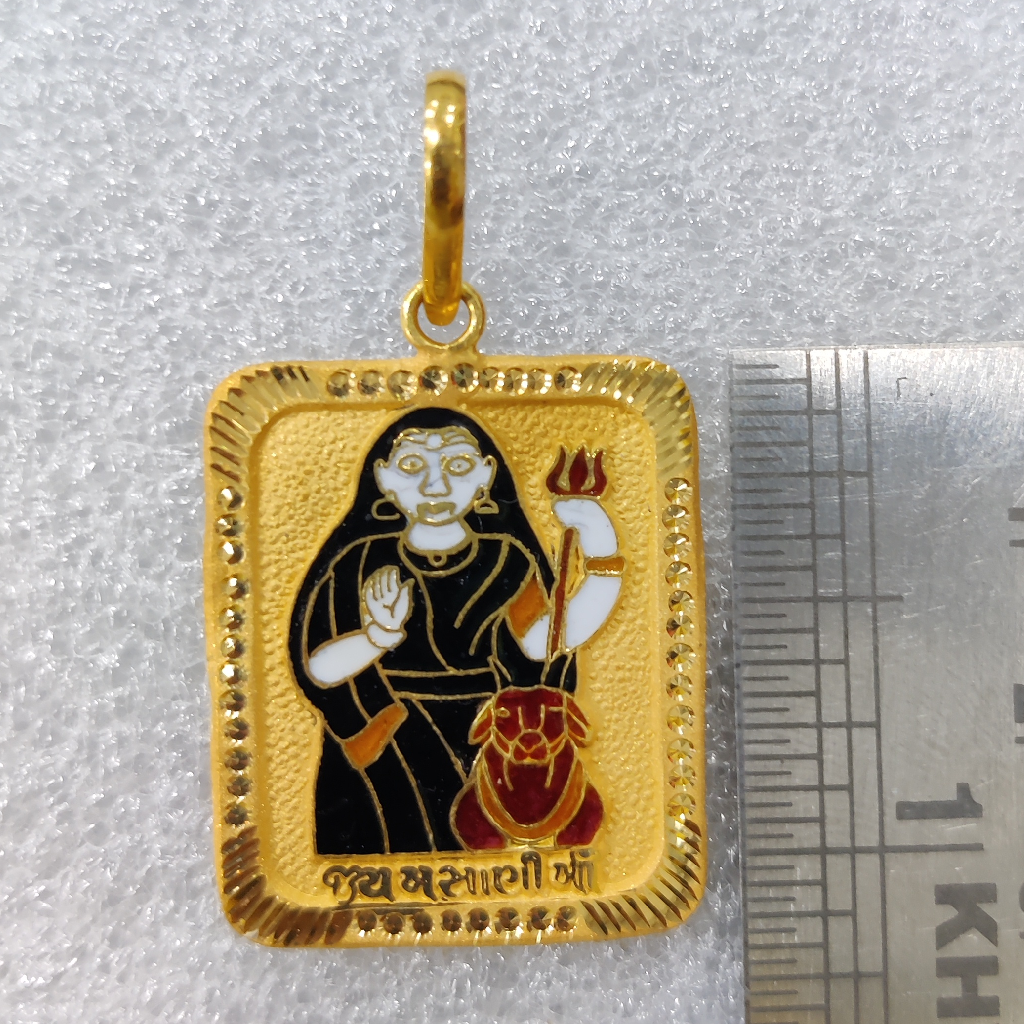 916 Gold Fancy Masani Meladi Maa Minakari Pendant - Image 2